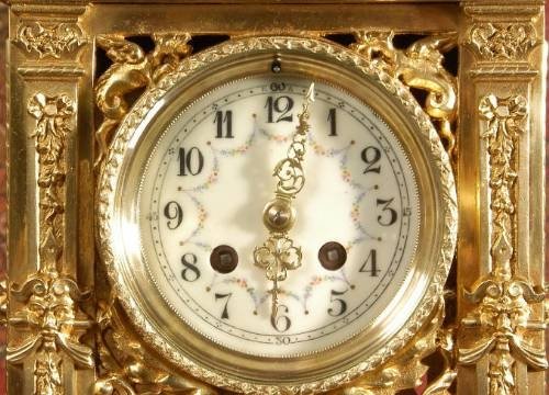 fig 4. Superb Antique French Table Clock Set by A. D. Mougin